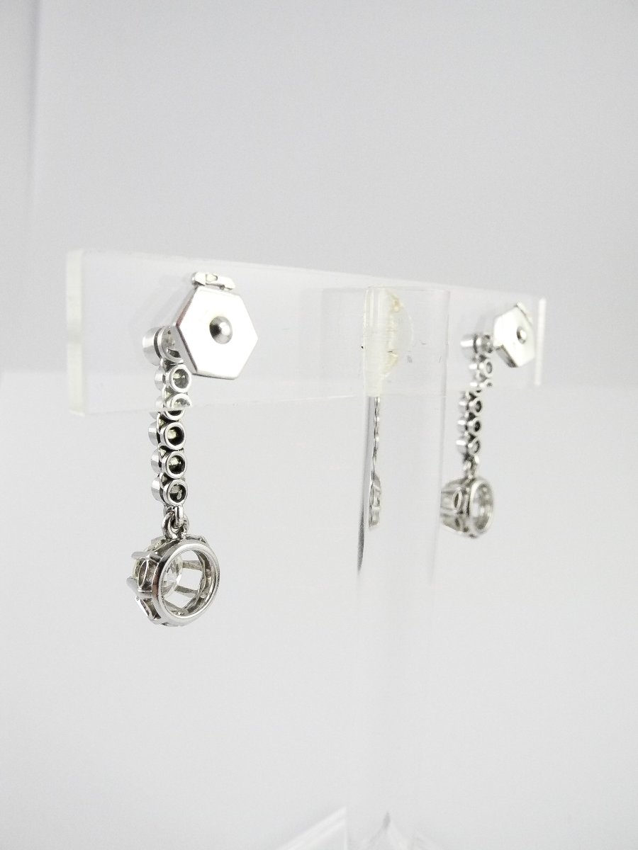 Art Deco Dangle Earrings, Half-cut Diamonds Set In Platinum And White Gold-photo-4