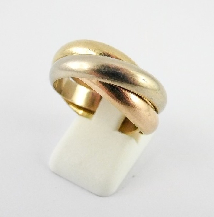 Cartier Trinity Large Model Ring, Three Golds, 1997, In Its Case-photo-1