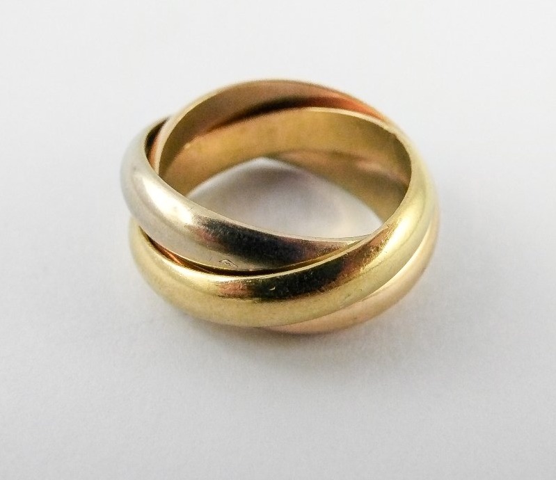 Cartier Trinity Large Model Ring, Three Golds, 1997, In Its Case-photo-7