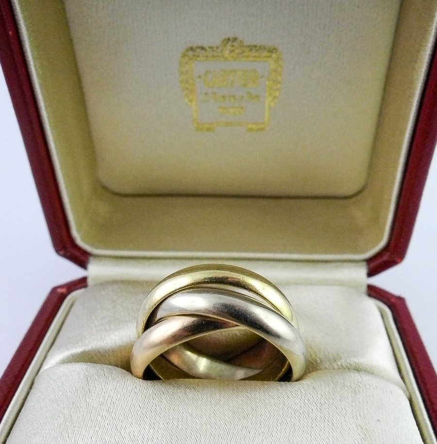 Cartier Trinity Large Model Ring, Three Golds, 1997, In Its Case