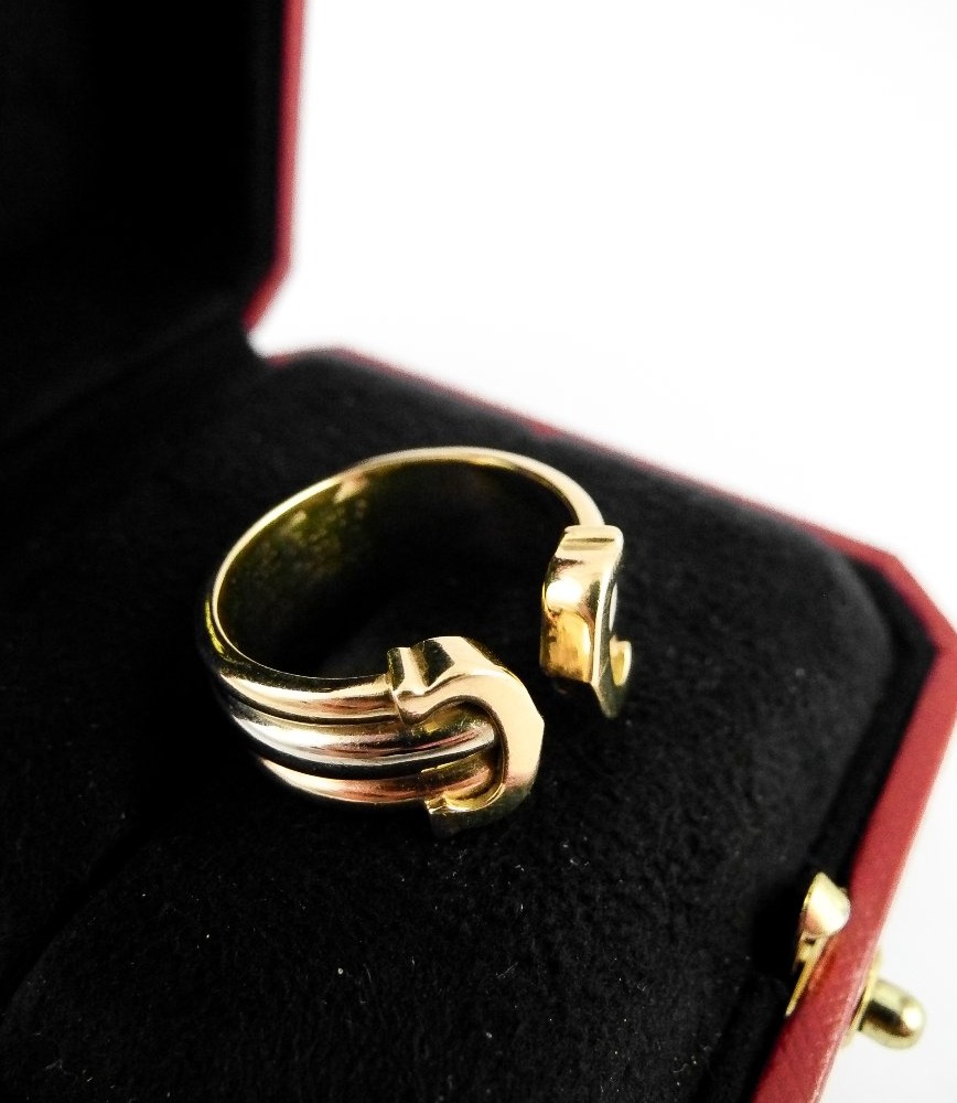 Bague Cartier Double C Trois Ors, Vintage Circa 1990-photo-3