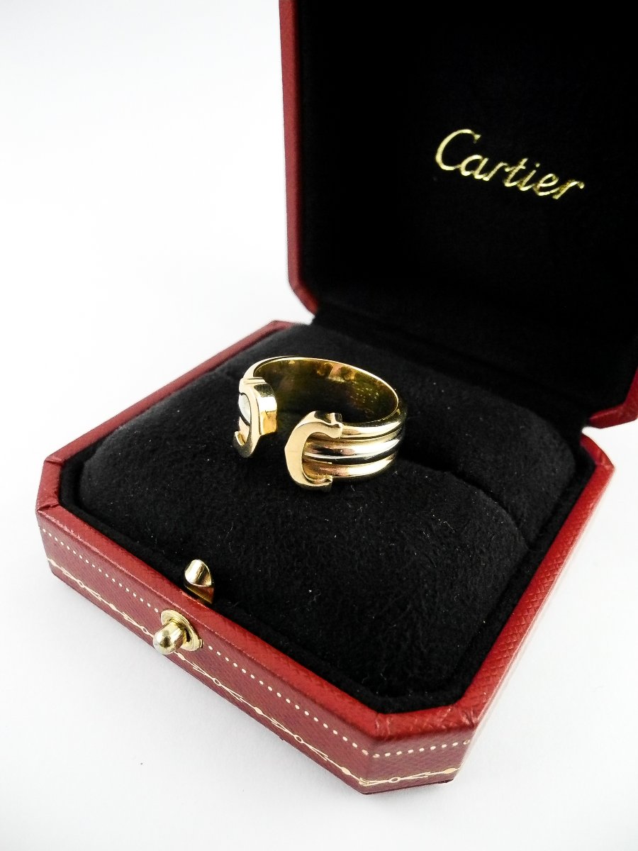 Bague Cartier Double C Trois Ors, Vintage Circa 1990-photo-4