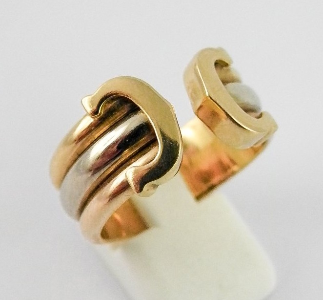 Bague Cartier Double C Trois Ors, Vintage Circa 1990-photo-2