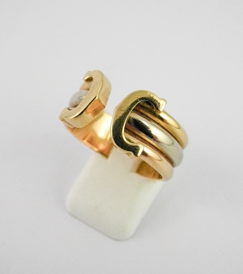 Bague Cartier Double C Trois Ors, Vintage Circa 1990-photo-3