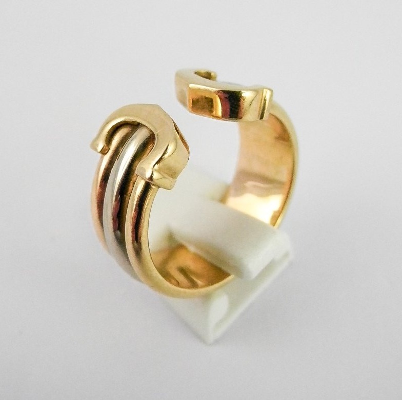Bague Cartier Double C Trois Ors, Vintage Circa 1990-photo-4