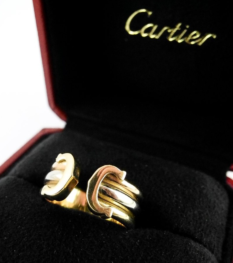 Bague Cartier Double C Trois Ors, Vintage Circa 1990