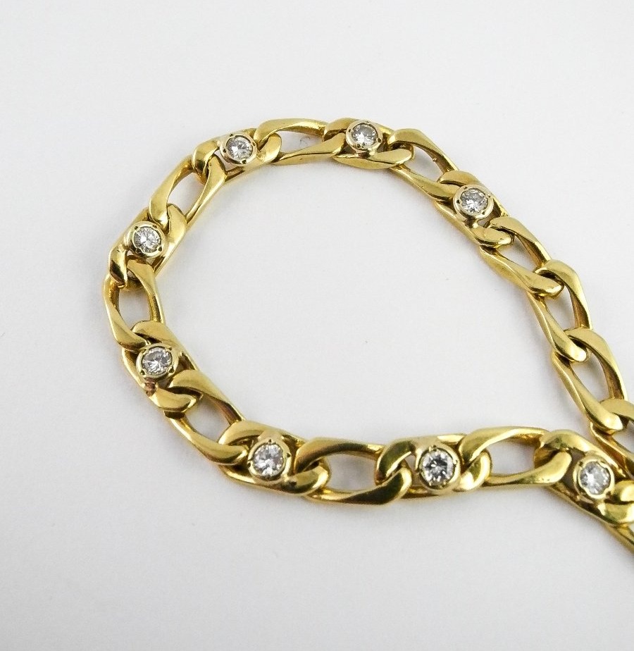 Collier Maille Gourmette 18 Diamants Taille Brillant sur Or Jaune-photo-4