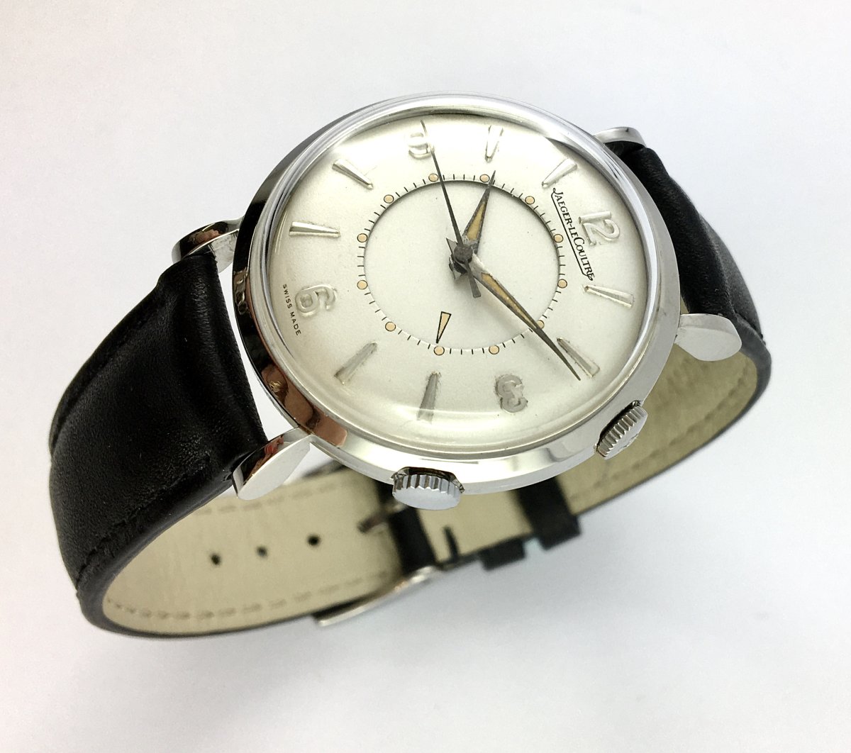 Montre Jaeger LeCoultre Mémovox Mécanique Années 50 Acier Sur Cuir (Sonnerie Réveil)-photo-1