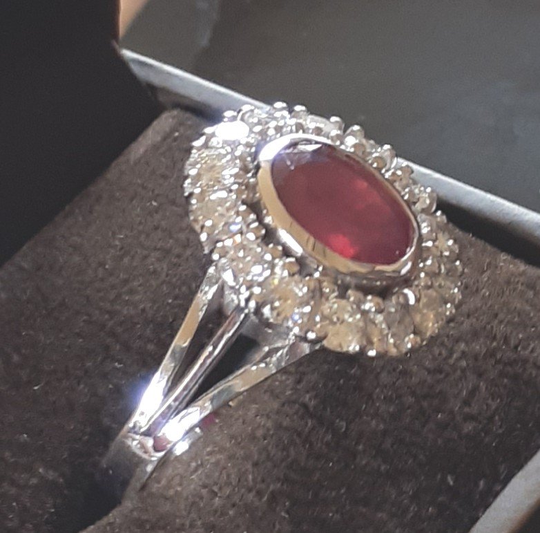 Bague Entourage Rubis Et Diamants -photo-2