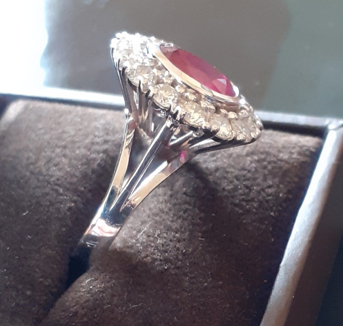 Bague Entourage Rubis Et Diamants -photo-3