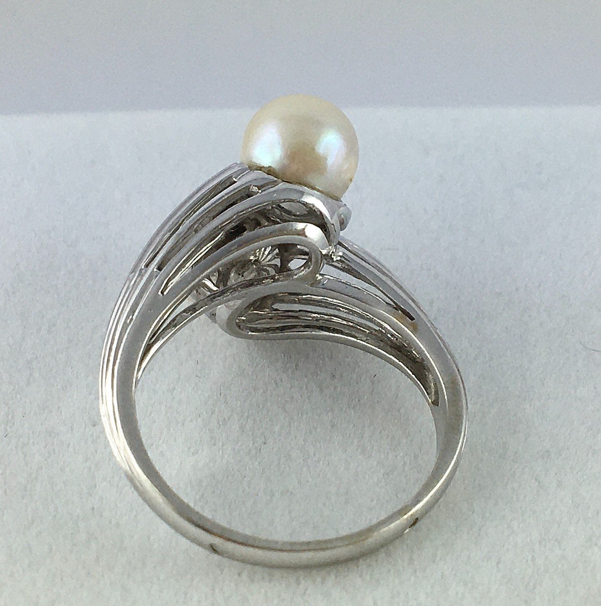 Toi Et Moi Ring White Gold Japanese Akoya Cultured Pearls And Diamonds-photo-4