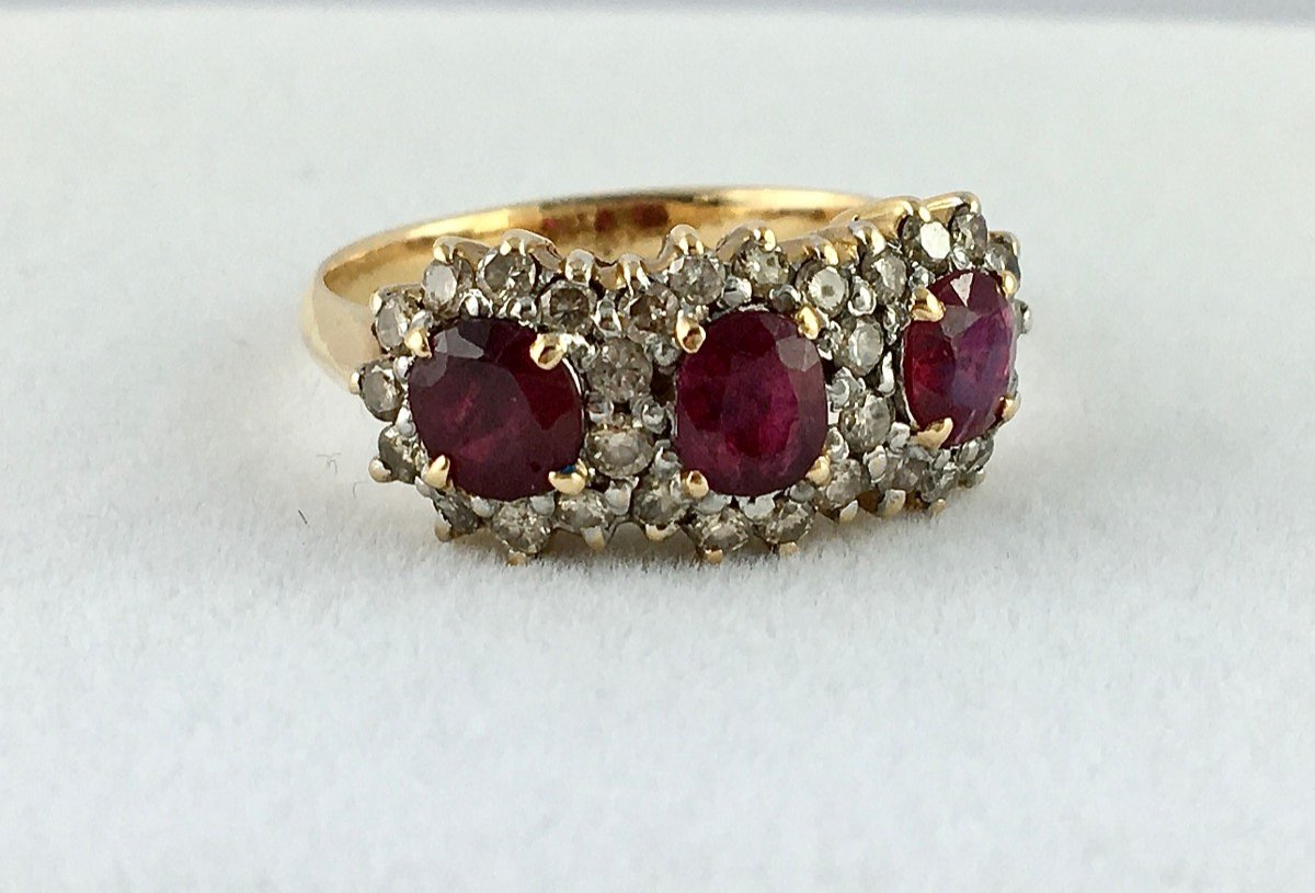 Ruby And Diamond Garter Ring In Pink Gold-photo-2