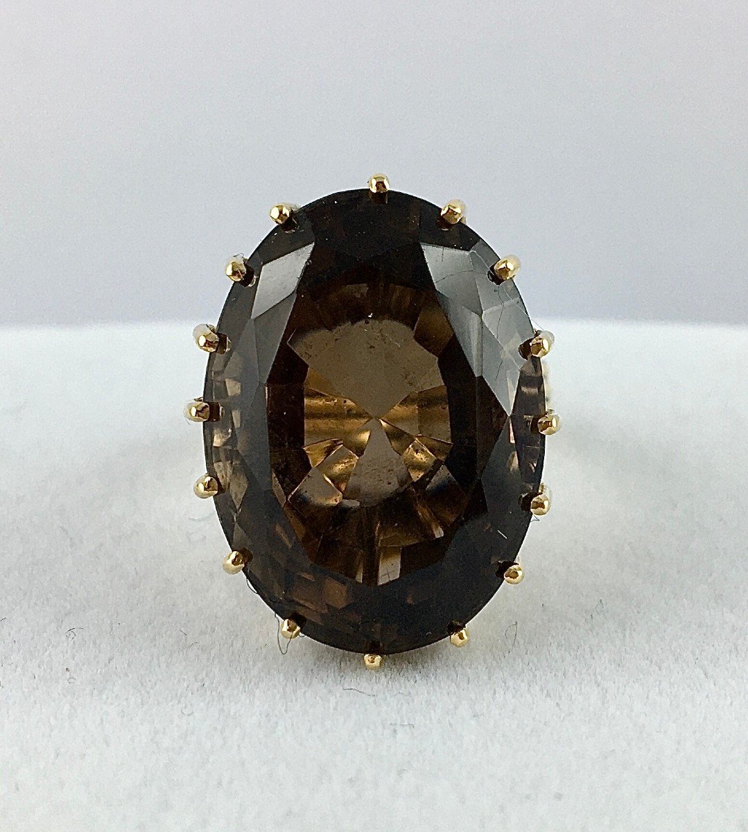 Bague Fils Or Jaune Quartz Fumé-photo-2