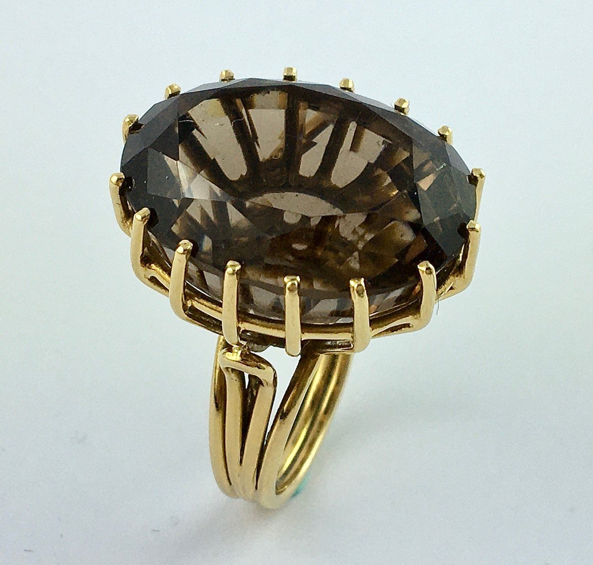 Yellow Gold Smoky Quartz Thread Ring-photo-2