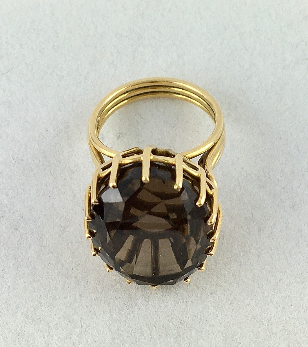 Yellow Gold Smoky Quartz Thread Ring-photo-4