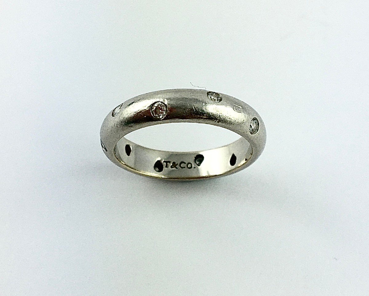 Bague Alliance Anneau Etoile Tiffany & Co Platine et Diamants-photo-3