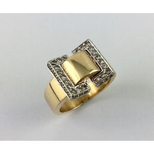 Ring Belt Or Knot Yellow And White Gold Diamonds