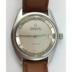 Universal Polerouter Date Micro Rotor Automatic Watch 1960 Steel On Leather