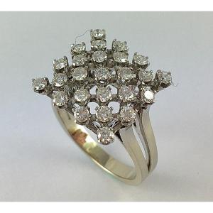 Square Diamond Fishnet Ring On White Gold And Platinum