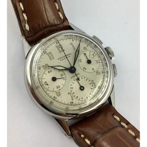 Universal Chrono Compax Mechanical Watch 50s Steel On Leather