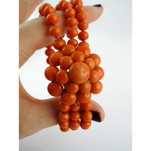 Dome Bracelet Rosace Of Coral Buttons On 3 Rows Of Napoleon III Coral (napoleon 3)