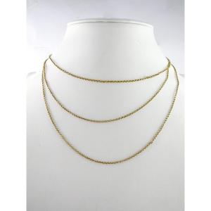 Sautoir en Or Jaune 18K maille jaseron