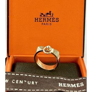 Bague Hermès "Collier de Chien" en Or Rose Pavé de Diamants avec son Écrin d'Origine