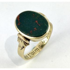 Bague Chevalière en Jaspe Sanguin sur Or Jaune, Epoque Napoléon III
