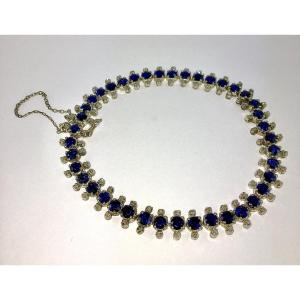 Sapphire And Diamond Bracelet In Gold And Silver