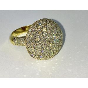 Diamond-paved Ball Ring In Gold-plated White Gold