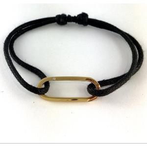 Bracelet Contemporain en Or Rose et Diamant sur Cordon Noir – Bijou design