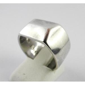 Bague Dinh Van, Large Anneau Dôme Pyramidal d'Inspiration Art Déco en Argent, Mixte,
