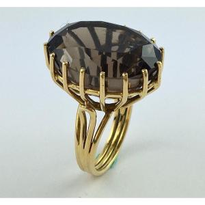 Yellow Gold Smoky Quartz Thread Ring