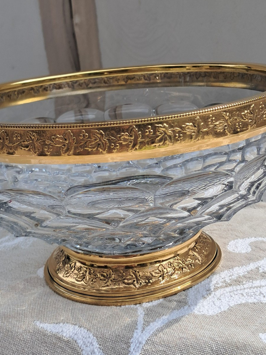 Saladier cristal vermeil décor de vigne-photo-1