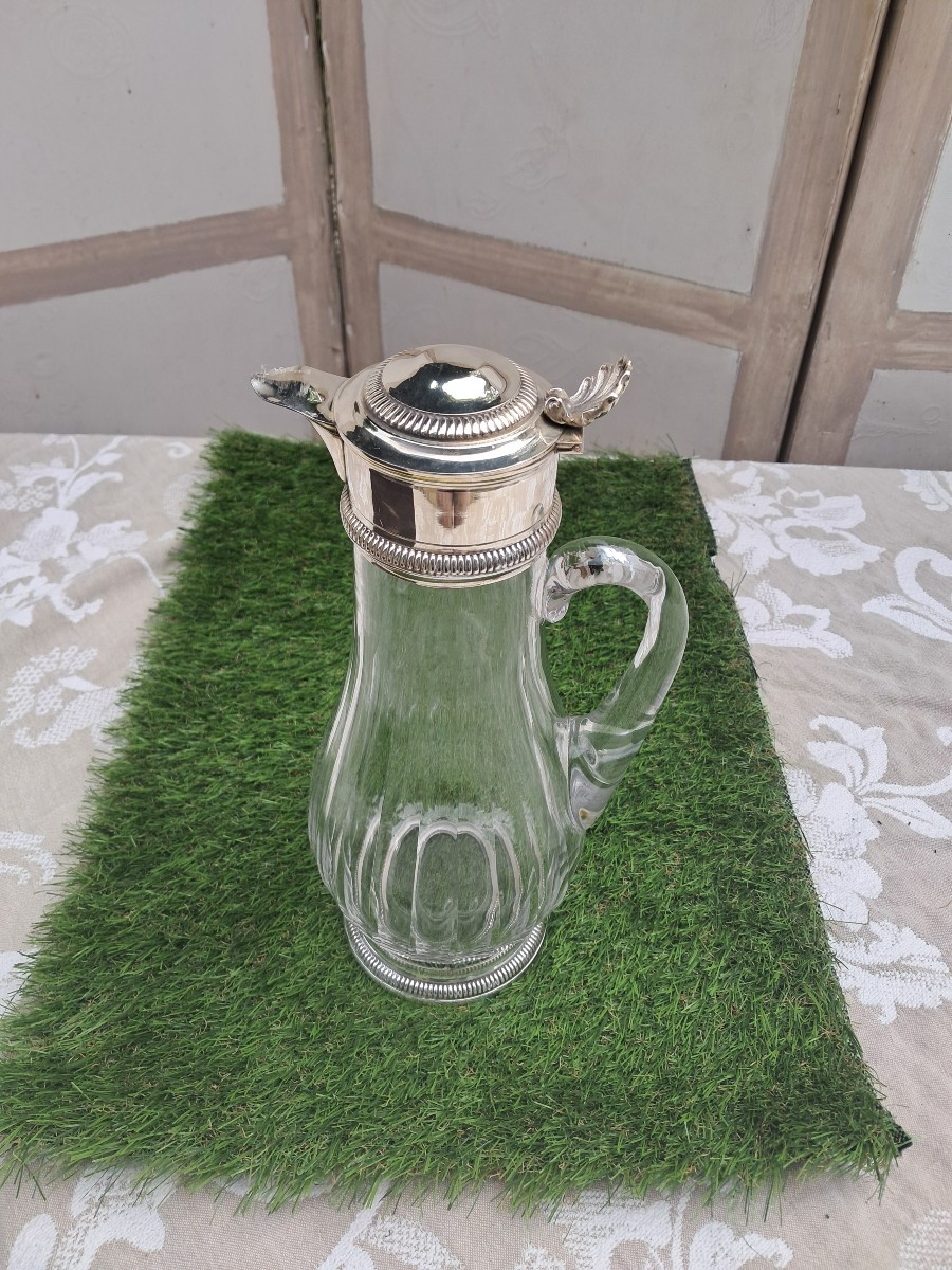 Fouquet Lapar Solid Silver Crystal Ewer With Minerva