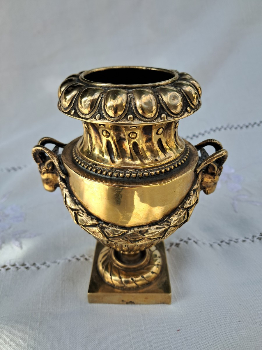 Late 19th Century Vermeil Vase With Rams' Heads
