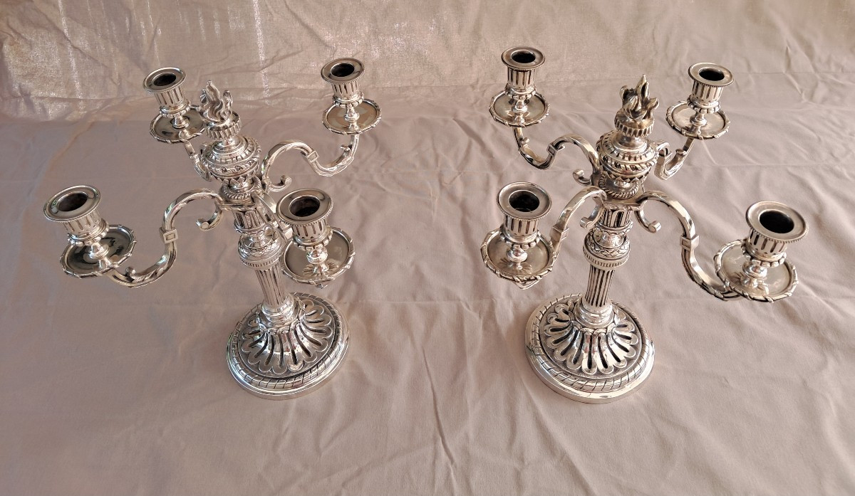 Paire de candelabres 4 lumières style Louis XVI-photo-2