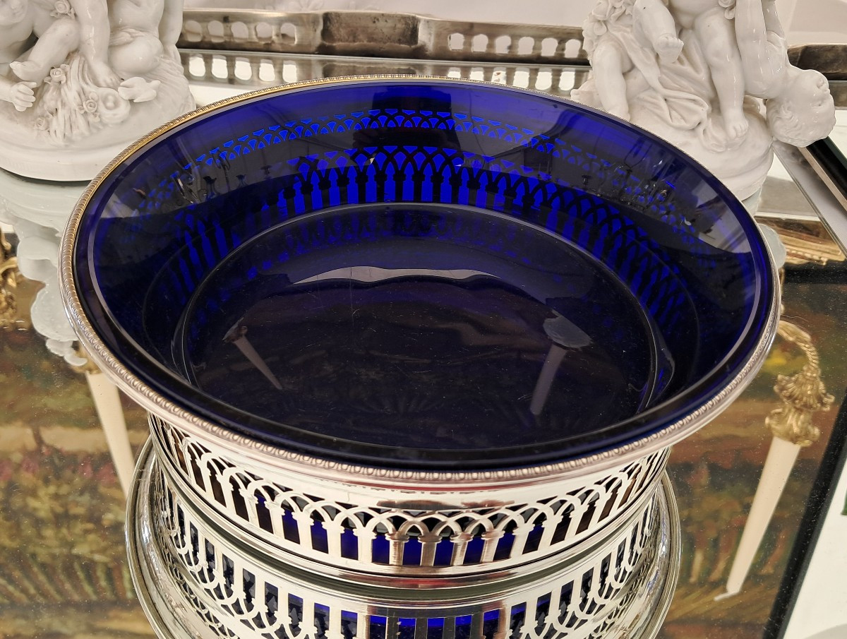 Round Planter With Solid Silver And Blue Crystal-photo-3