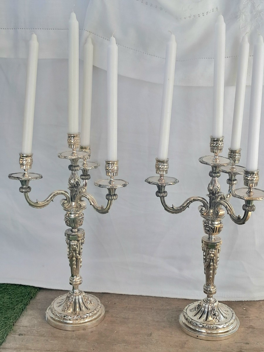 Paire de candelabres 4 lumieres XIXEME -photo-2