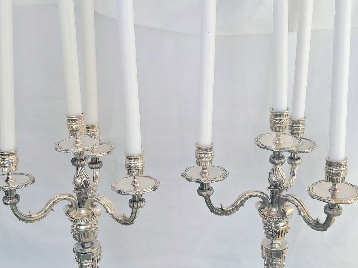 Paire de candelabres 4 lumieres XIXEME -photo-3