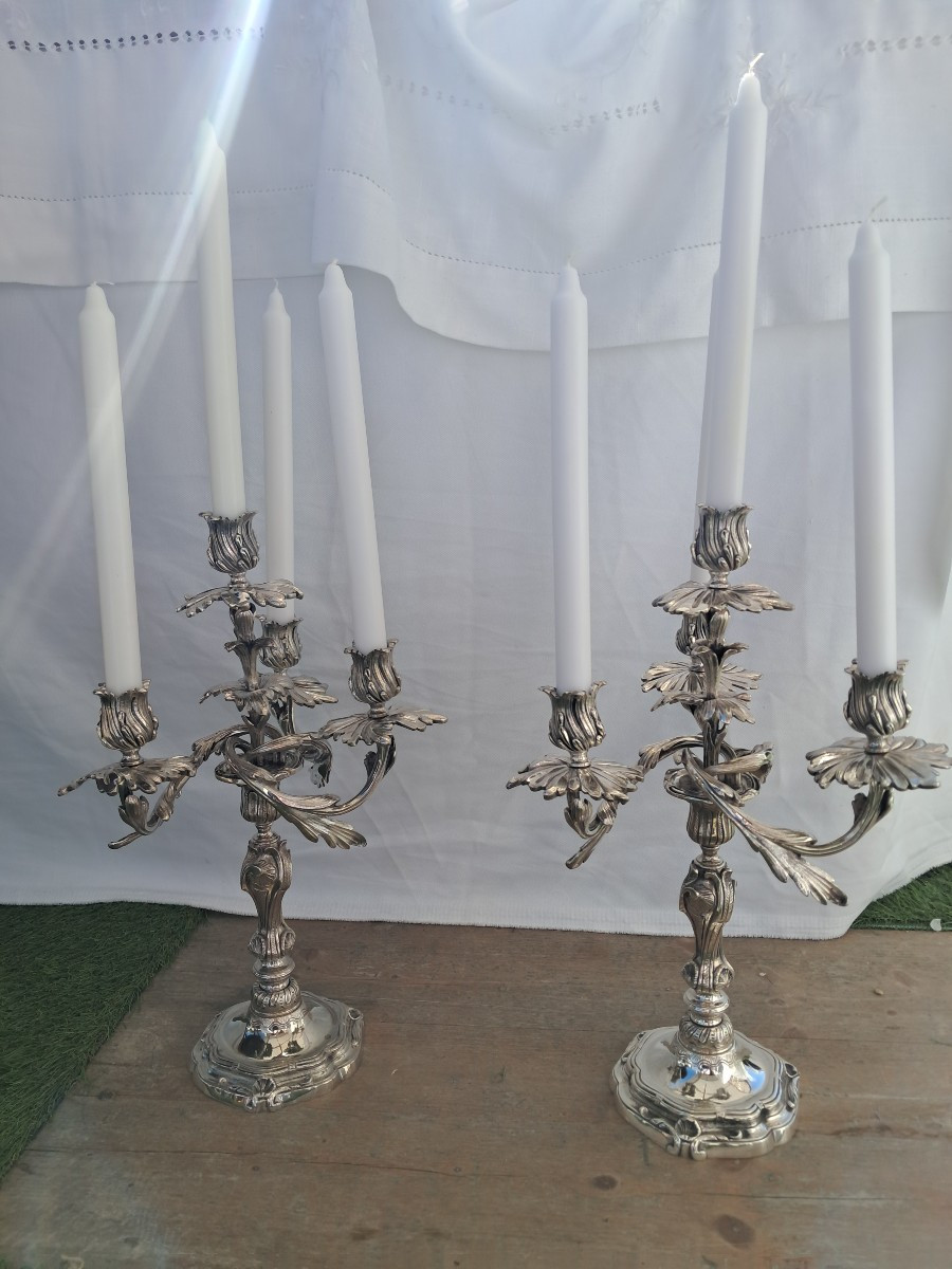 Candelabres XIXEME de style Loiis XV 4 feux-photo-2