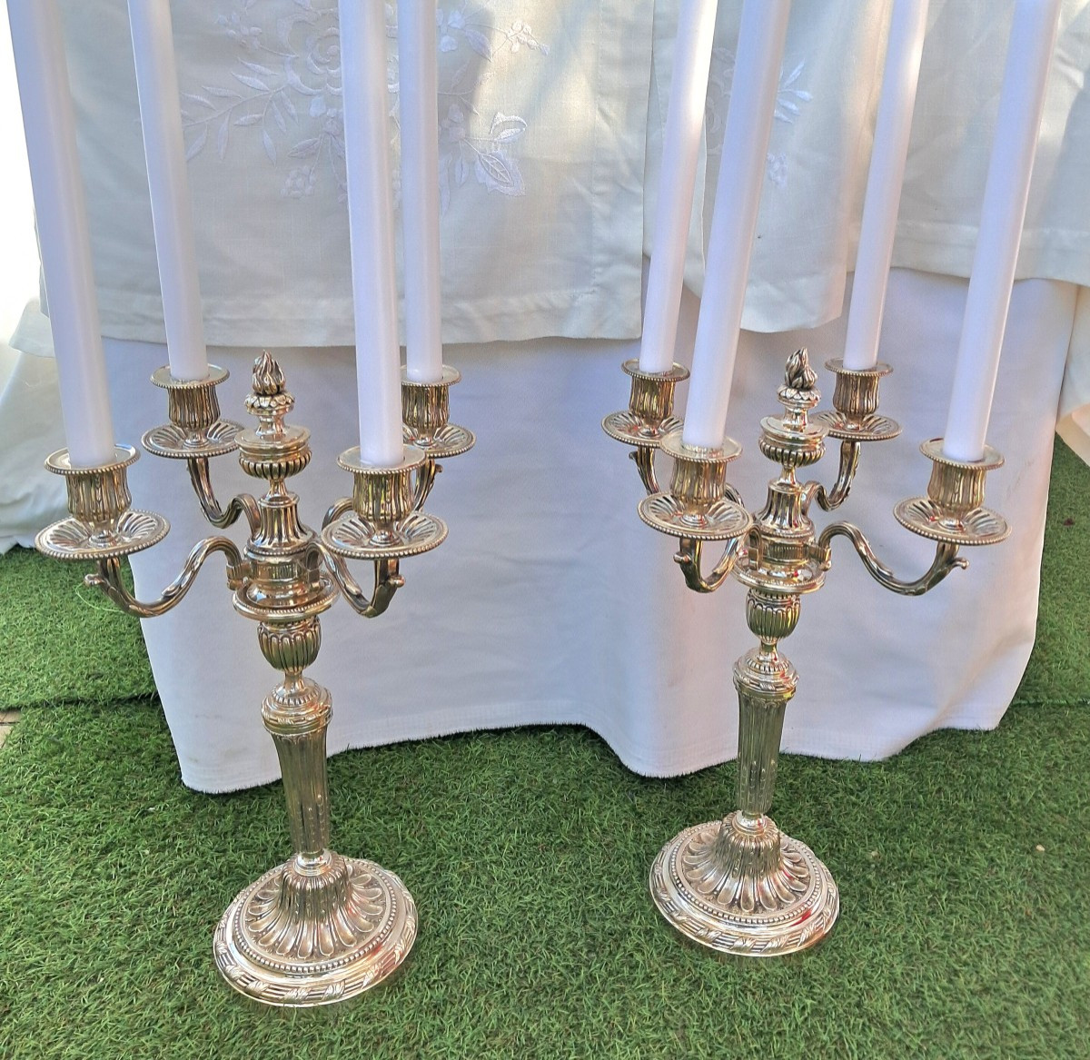 Candelabres d'esprit Louis XVI  4 branches-photo-3