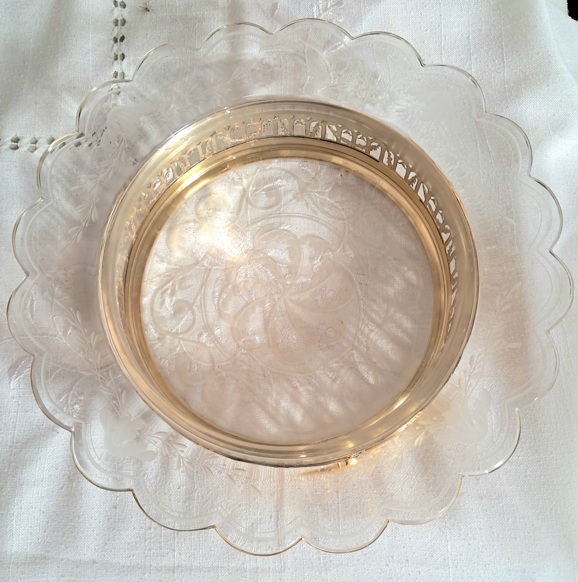 Centre de table cristal monture  vermeil -photo-3