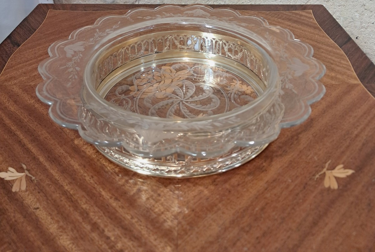 Centre de table cristal monture  vermeil -photo-1