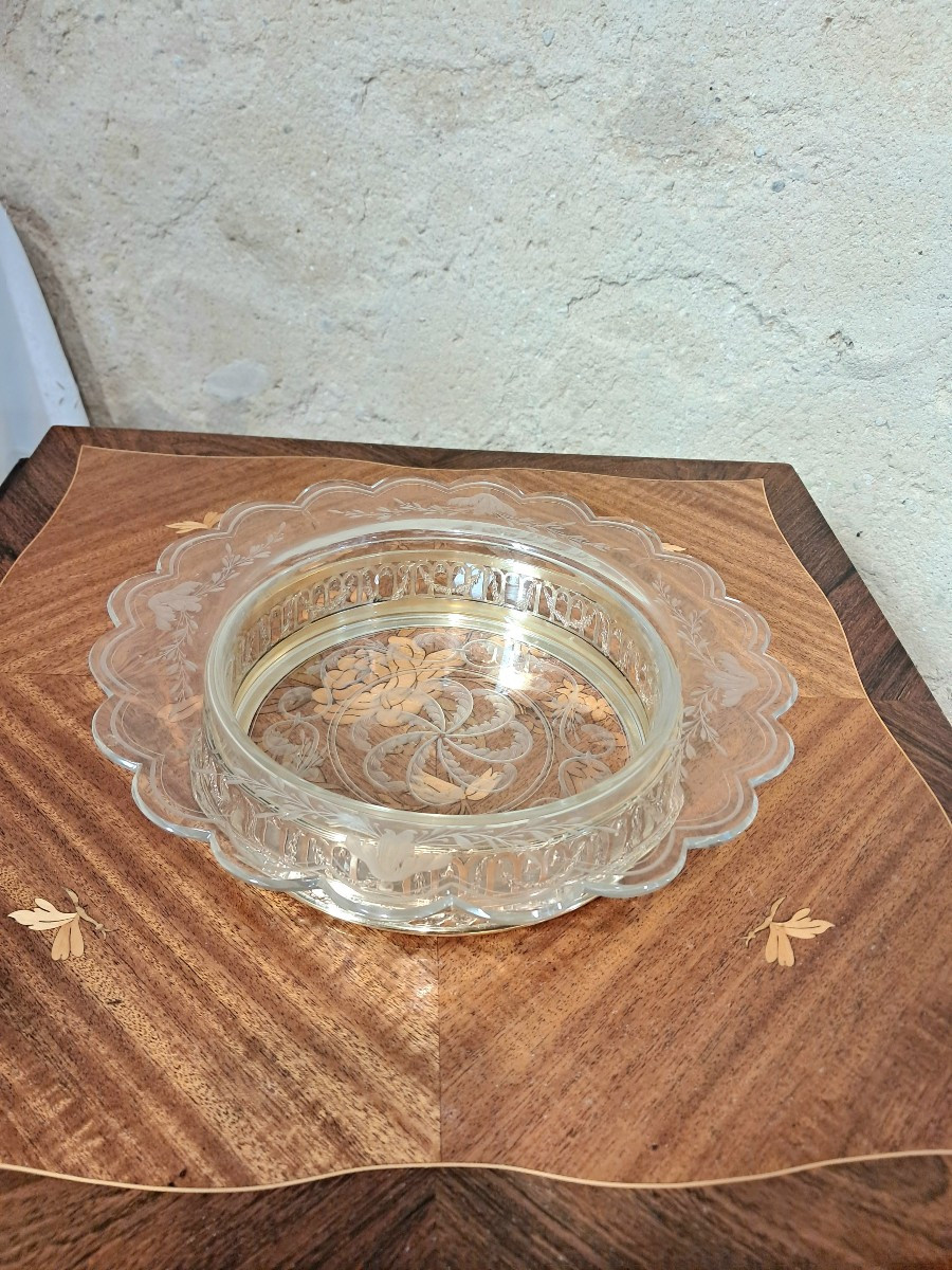 Centre de table cristal monture  vermeil -photo-2