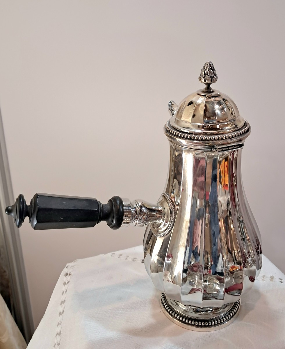 Véritable chocolatière argent massif-photo-4