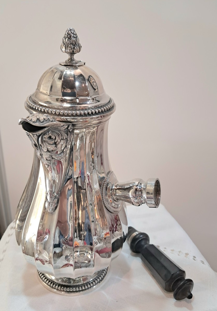 Véritable chocolatière argent massif-photo-2