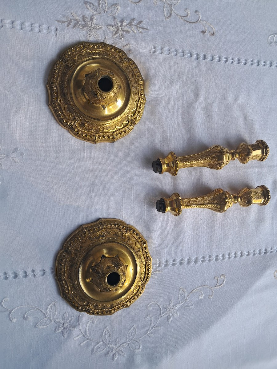 Paire de chandeliers début XIXème d' esprit Louis XIV-photo-3