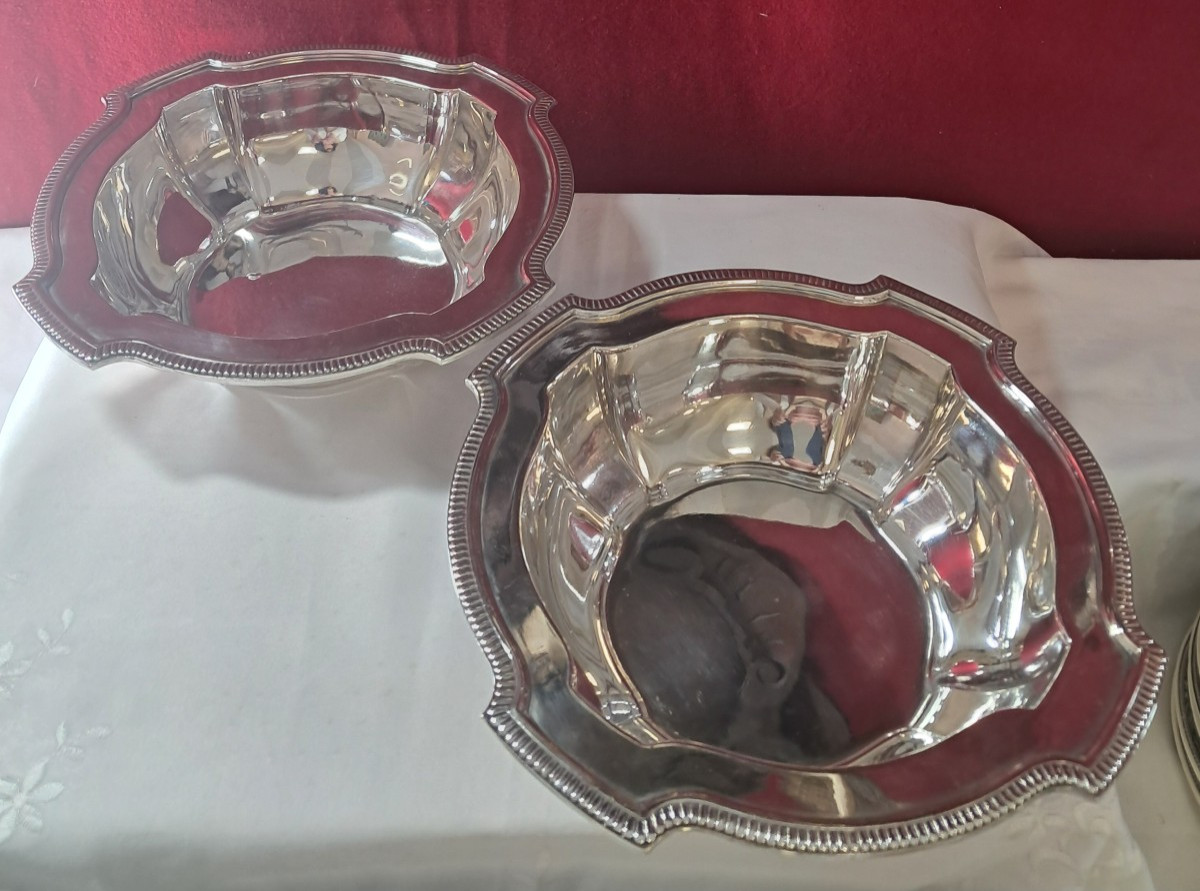 Pair Of Octogonals Bowlsilver Plat-photo-2