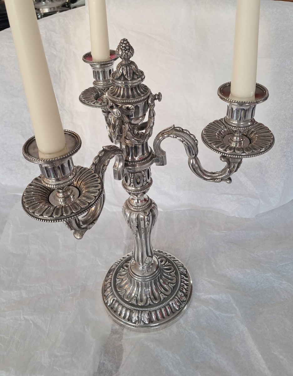 Paire de candelabres début XXEME  de style Louis XVI-photo-4